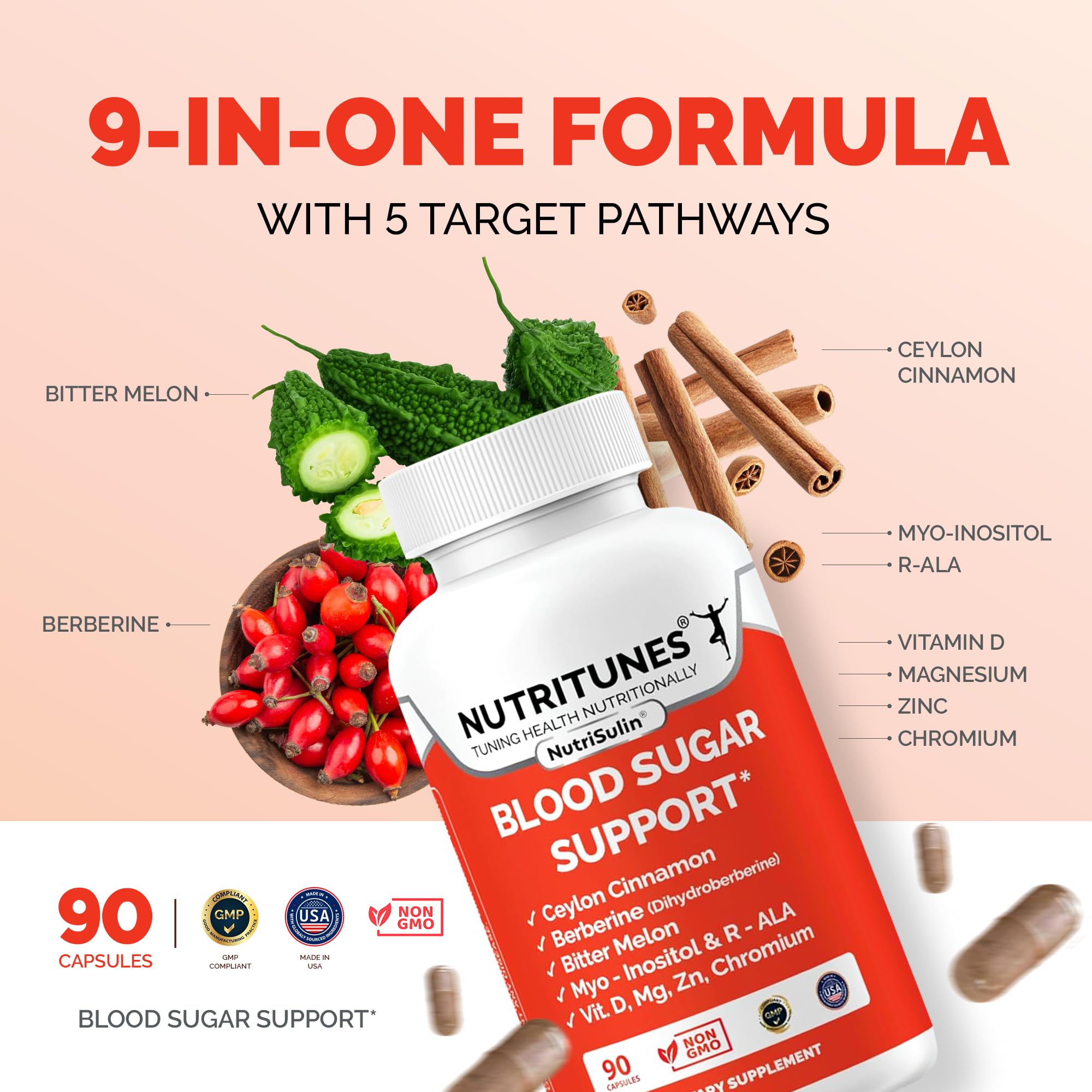Nutritunes NutriSulin supplement bottle with measuring spoon