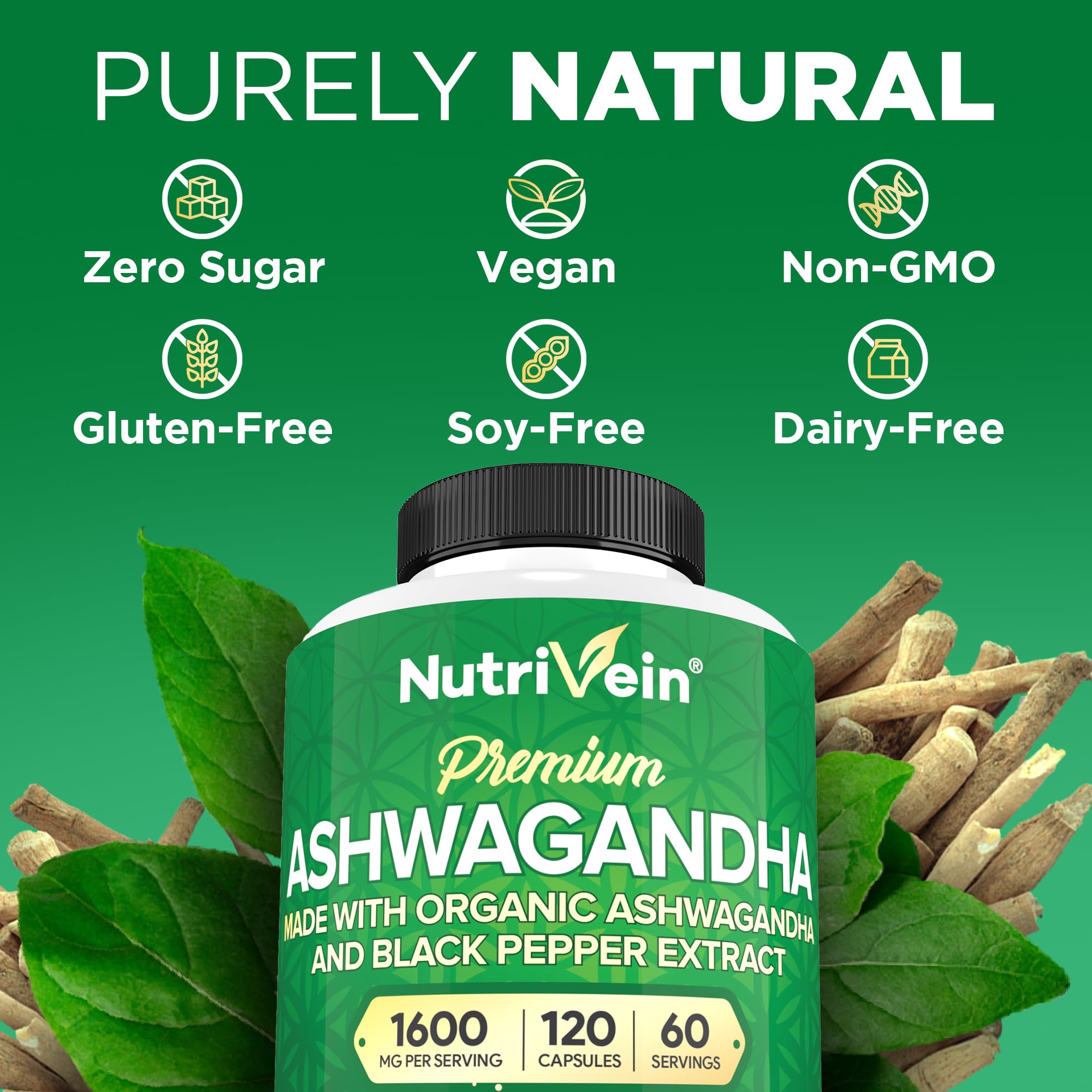 Nutrivein Ashwagandha bottle side view