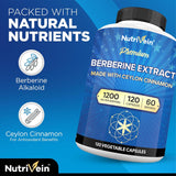 Nutrivein Berberine + Ceylon Cinnamon capsules close-up