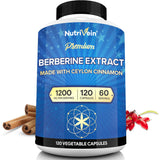 Nutrivein Berberine + Ceylon Cinnamon capsules front view