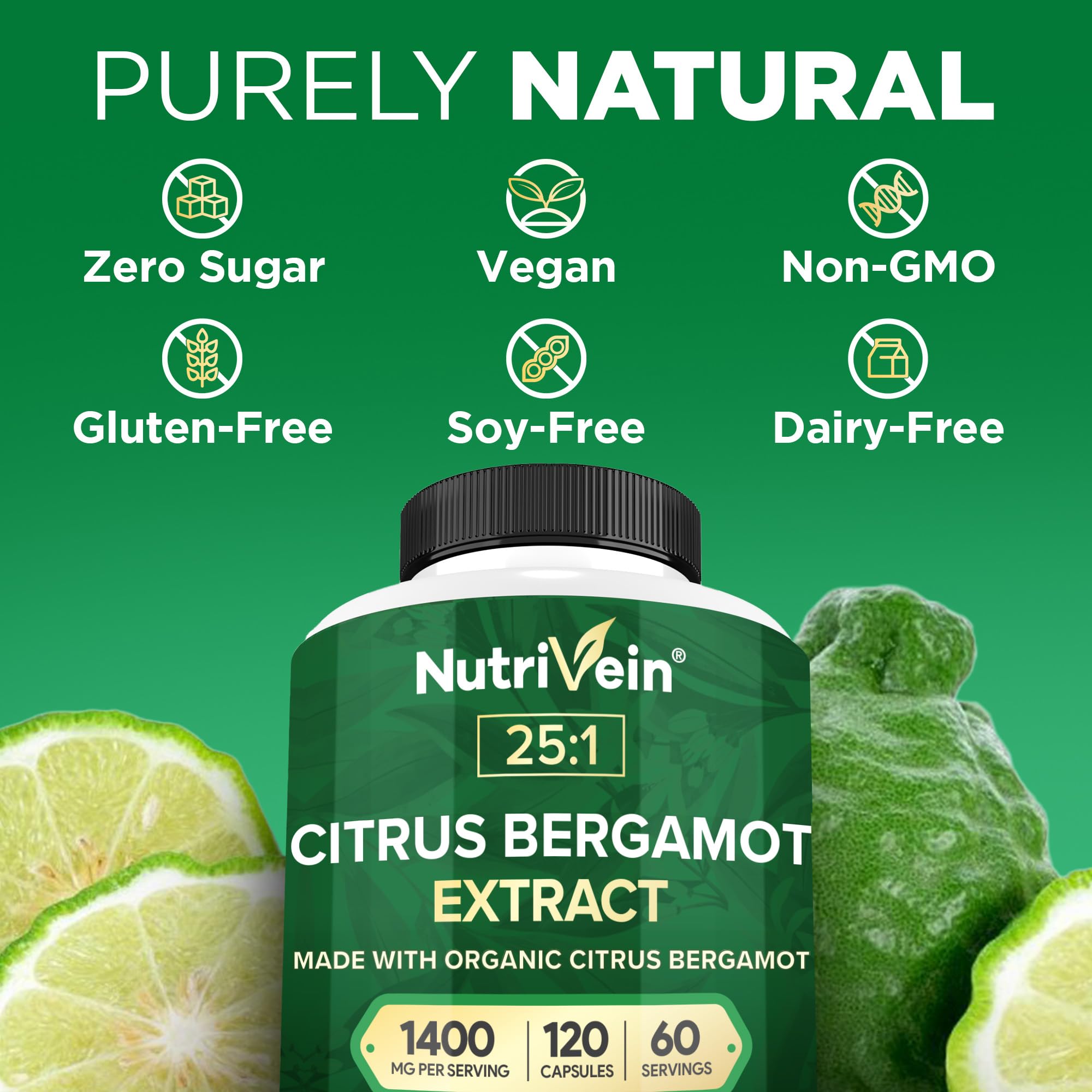 Nutrivein Citrus Bergamot Supplement 1000mg on a wooden table
