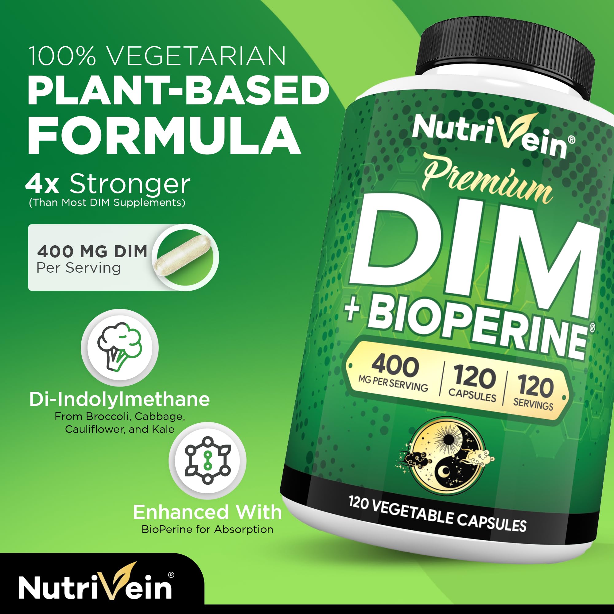 Nutrivein DIM Supplement 400mg capsules close-up