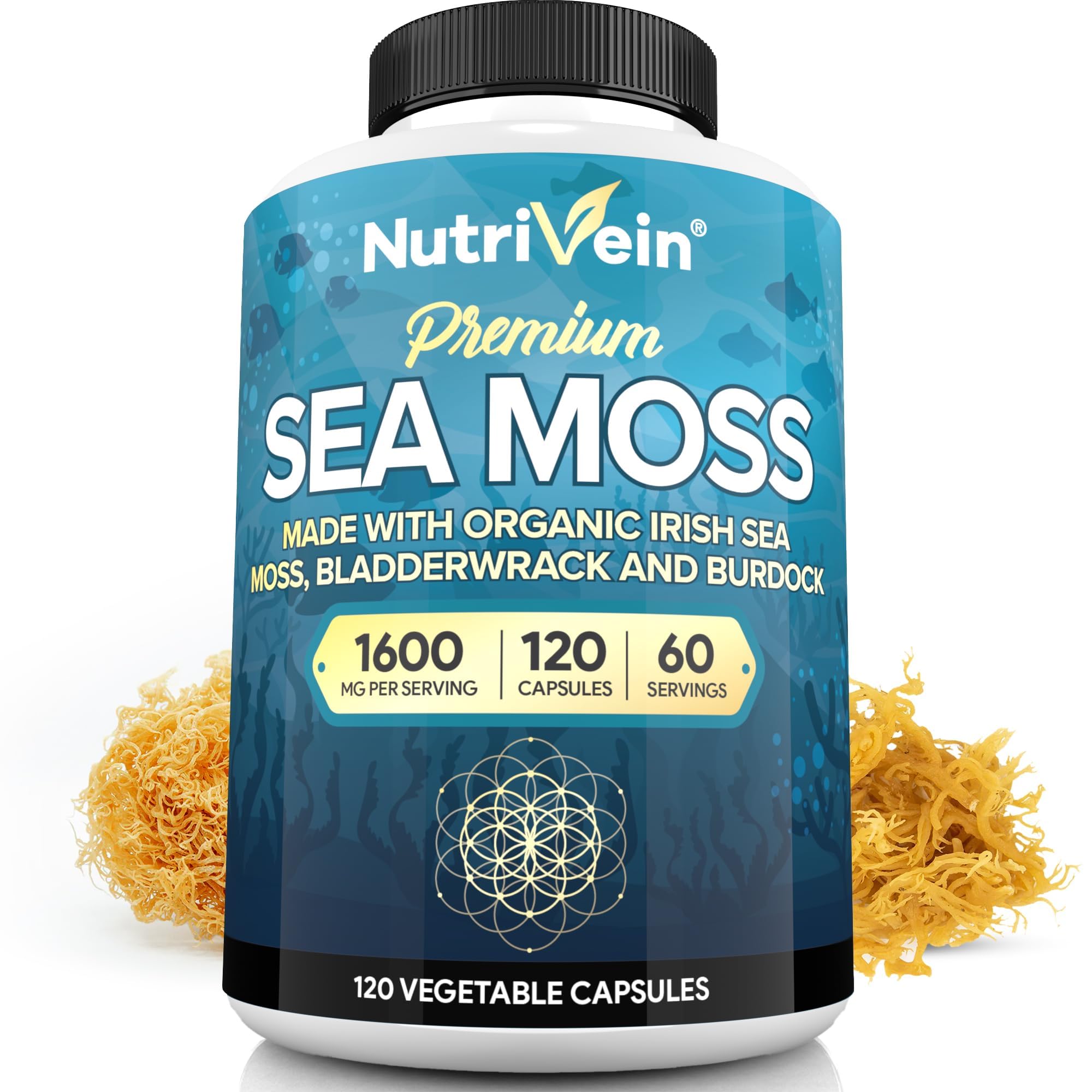 Nutrivein Irish Sea Moss Capsules front view with packaging