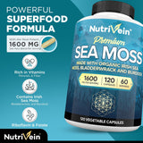 Nutrivein Irish Sea Moss Capsules opened bottle with capsules visible