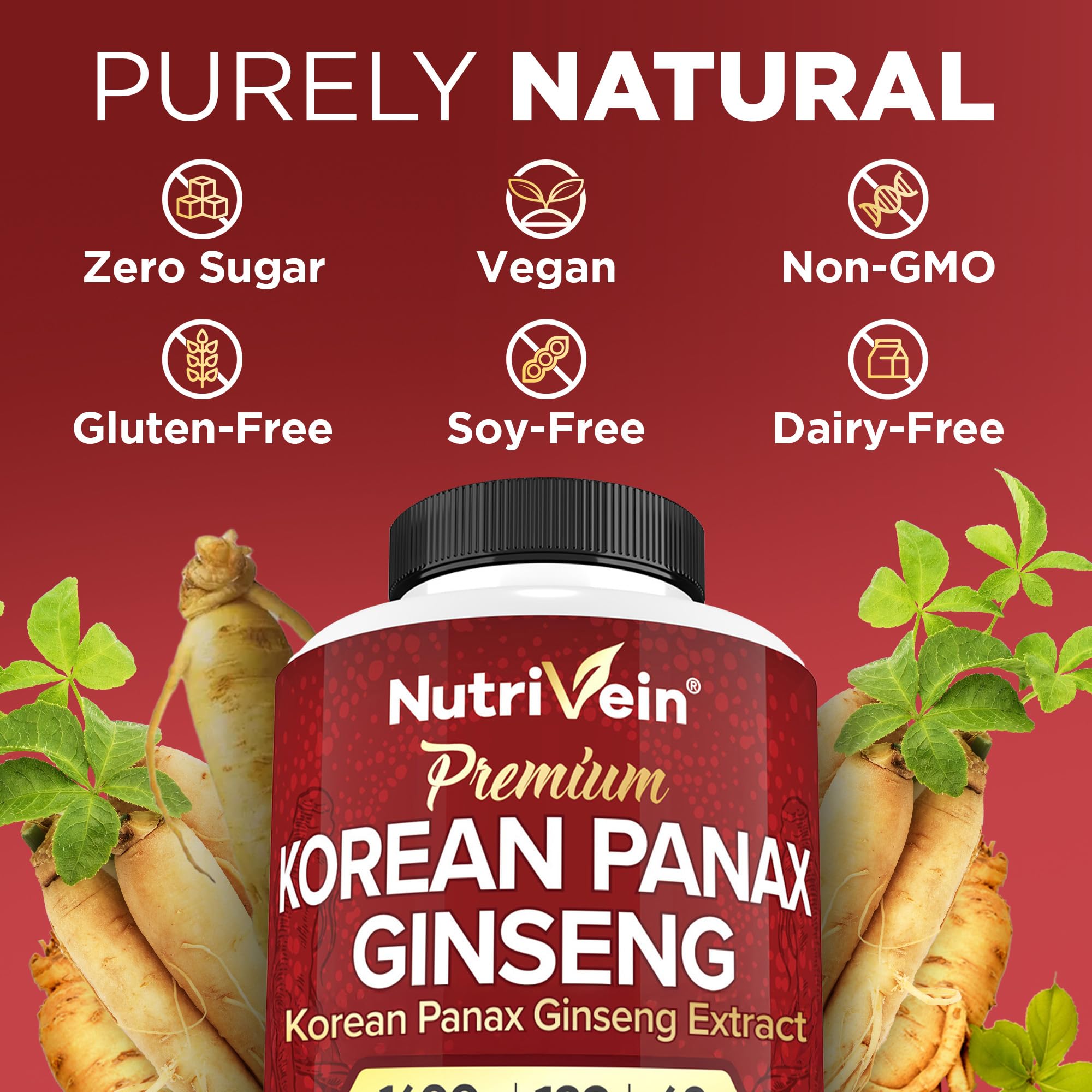 Nutrivein Korean Red Ginseng Capsules with measuring spoon