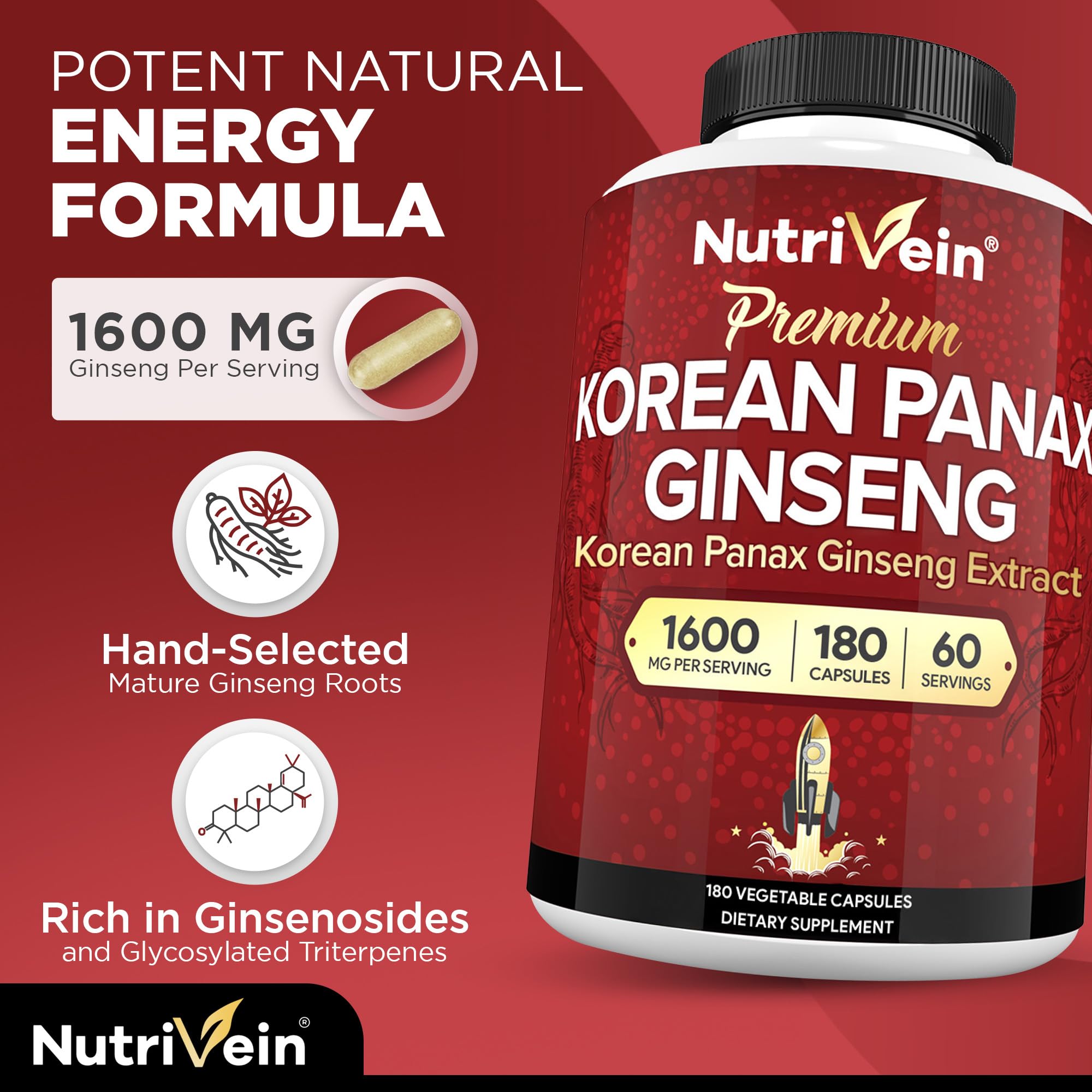 Nutrivein Korean Red Ginseng Capsules with natural background
