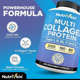 Nutrivein Multi Collagen Capsules back view with ingredient list