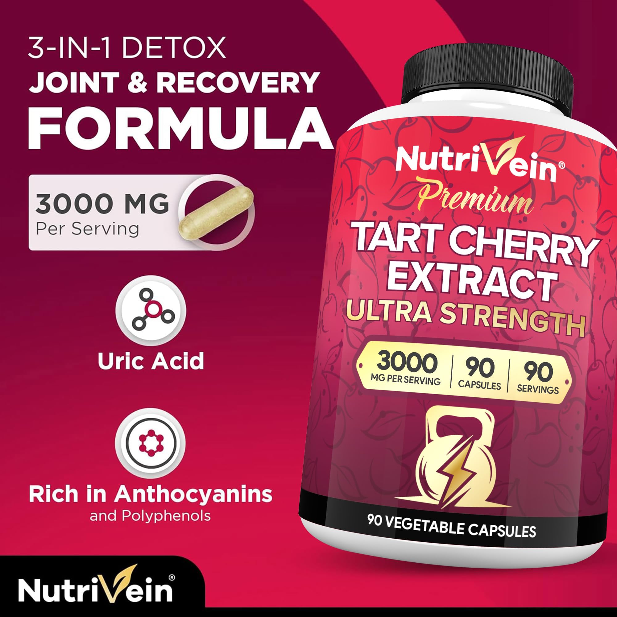 Nutrivein Tart Cherry Extract Capsules close-up of capsules