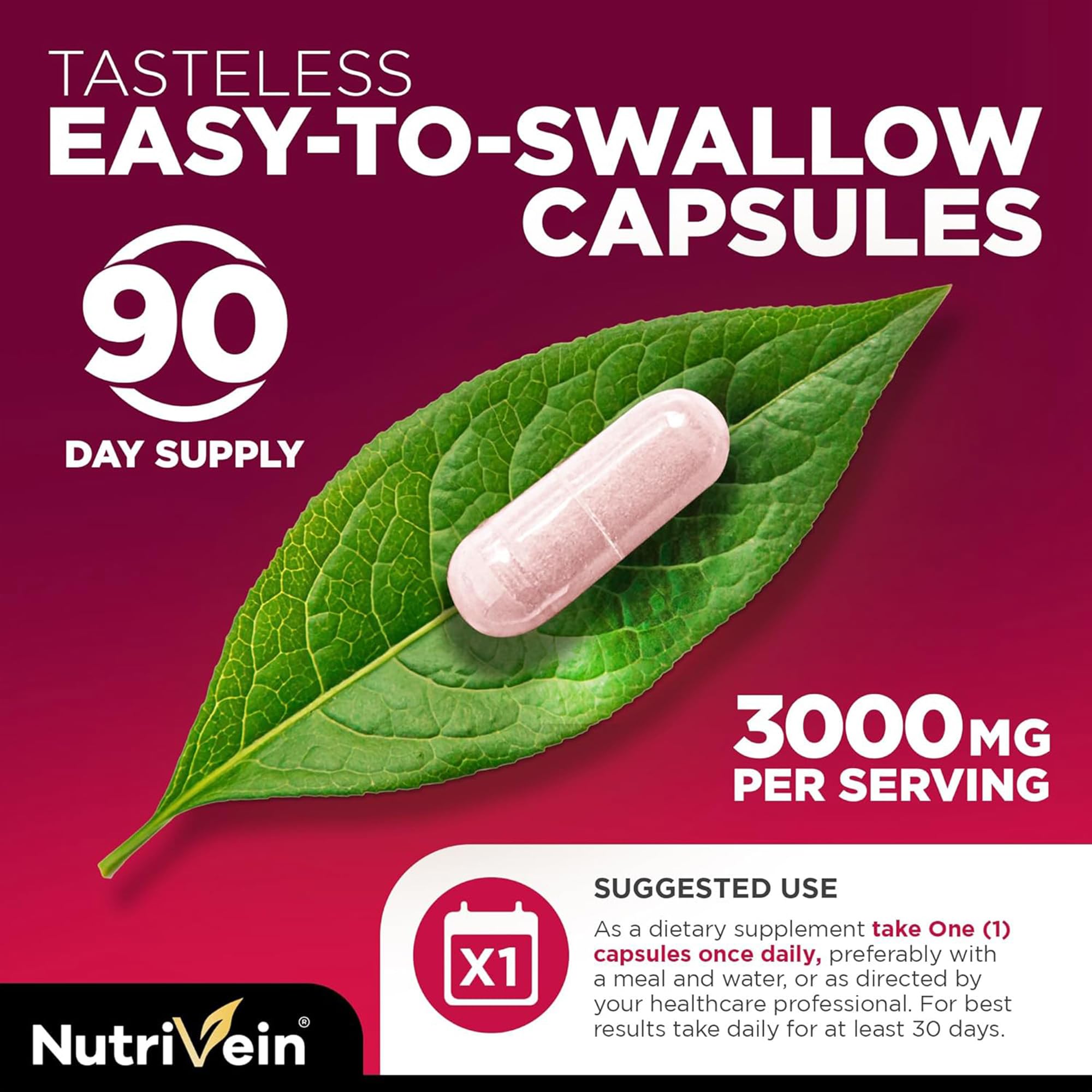 Nutrivein Tart Cherry Extract Capsules on a wooden table