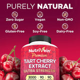 Nutrivein Tart Cherry Extract Capsules with a measuring spoon