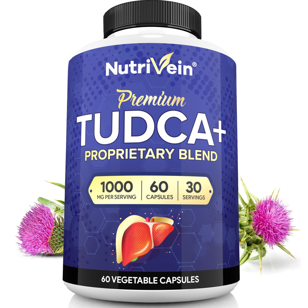 Nutrivein TUDCA+ Liver Extract 1000mg bottle front view