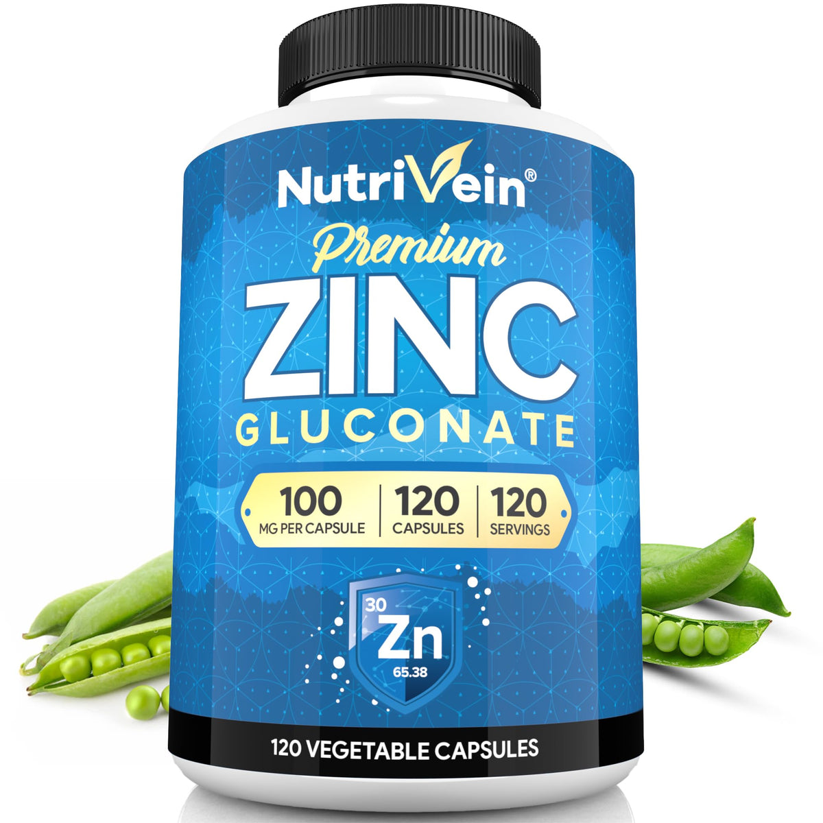 Nutrivein Zinc Gluconate 100mg supplement bottle front view