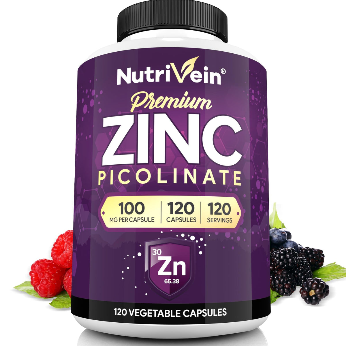 Nutrivein Zinc Picolinate 100mg Capsules front view
