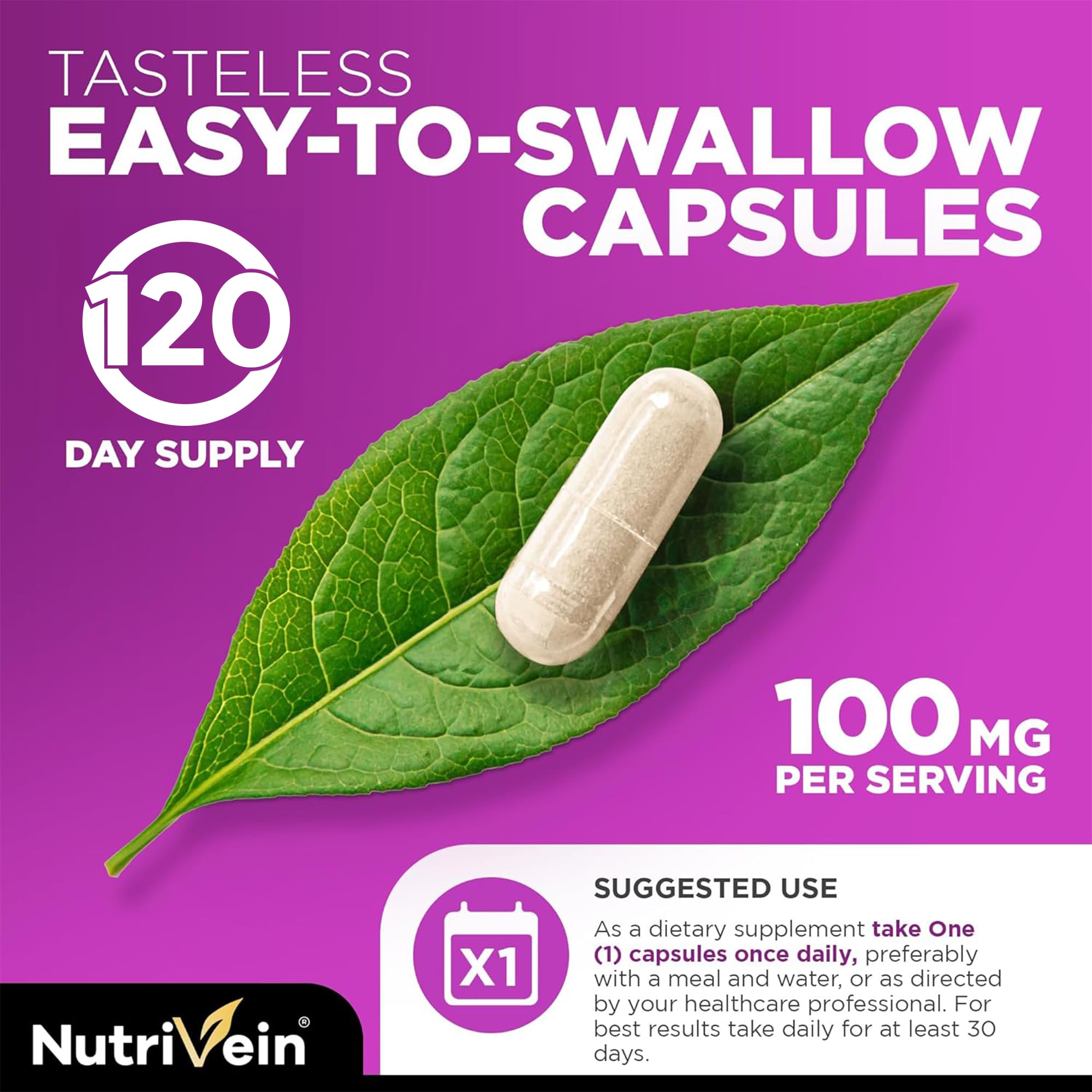Nutrivein Zinc Picolinate 100mg Capsules on a wooden table