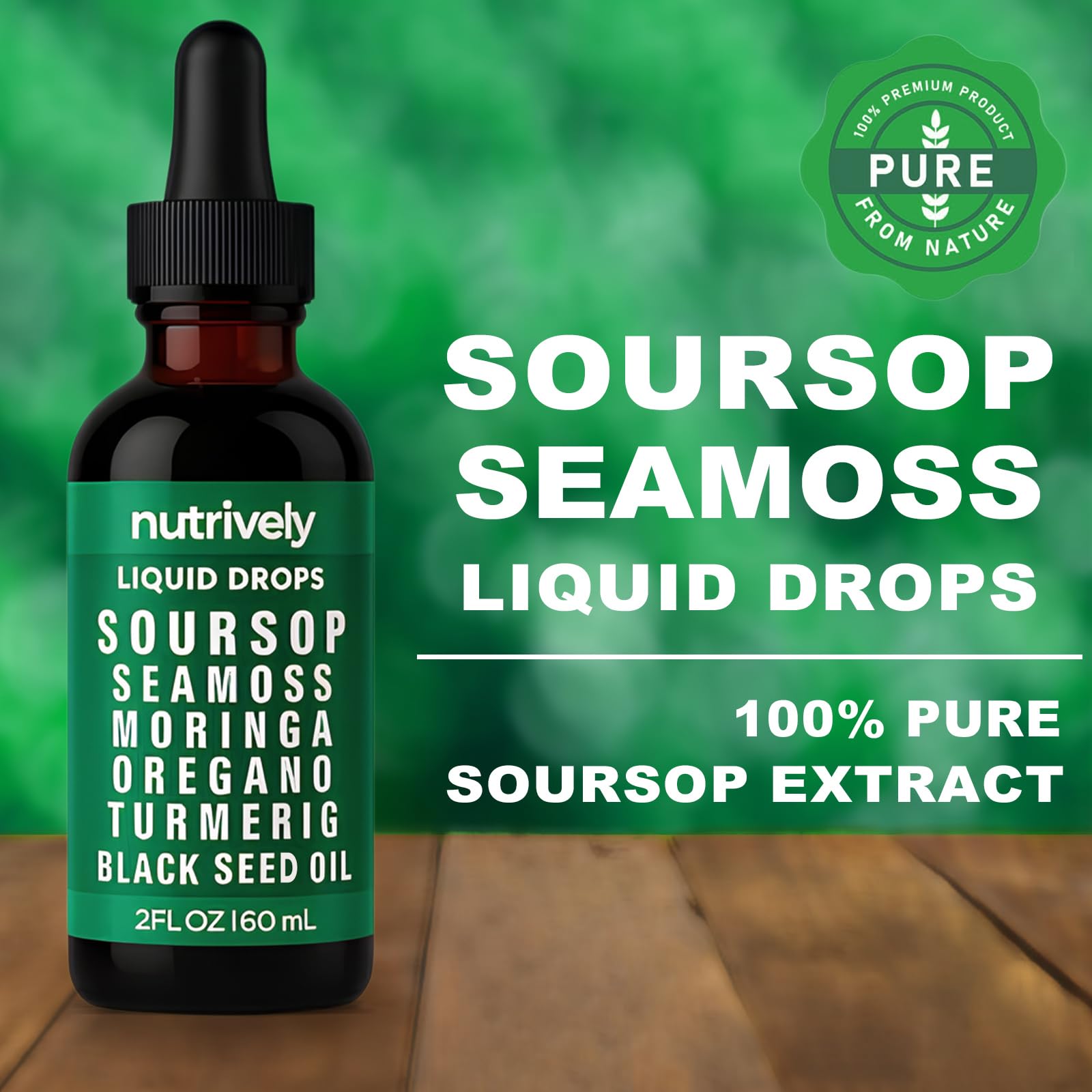 Nutrively Soursop Herbal Supplement bottle side view