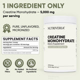 Nutriveria Creatine Monohydrate 601g back view with nutritional information