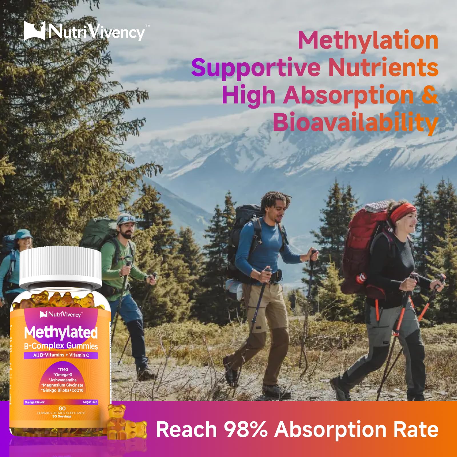 NutriVivency B-Complex Gummies on a kitchen counter