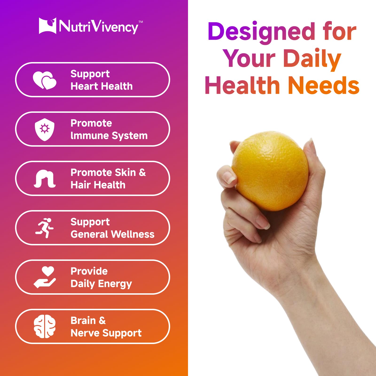 NutriVivency B-Complex Gummies side view with dosage information
