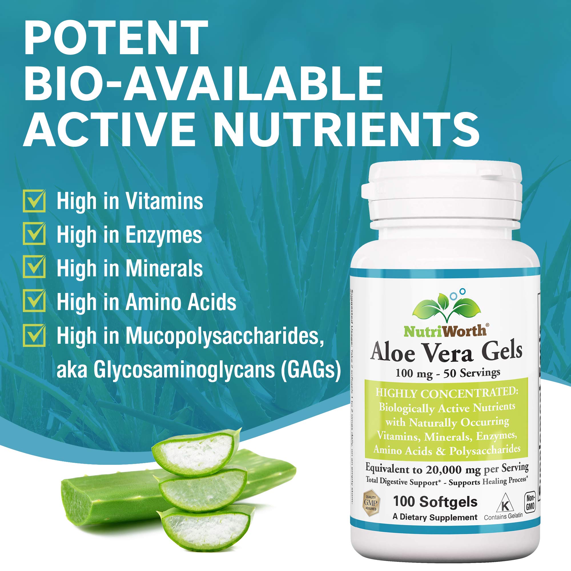 NutriWorth Aloe Vera Capsules bottle with label
