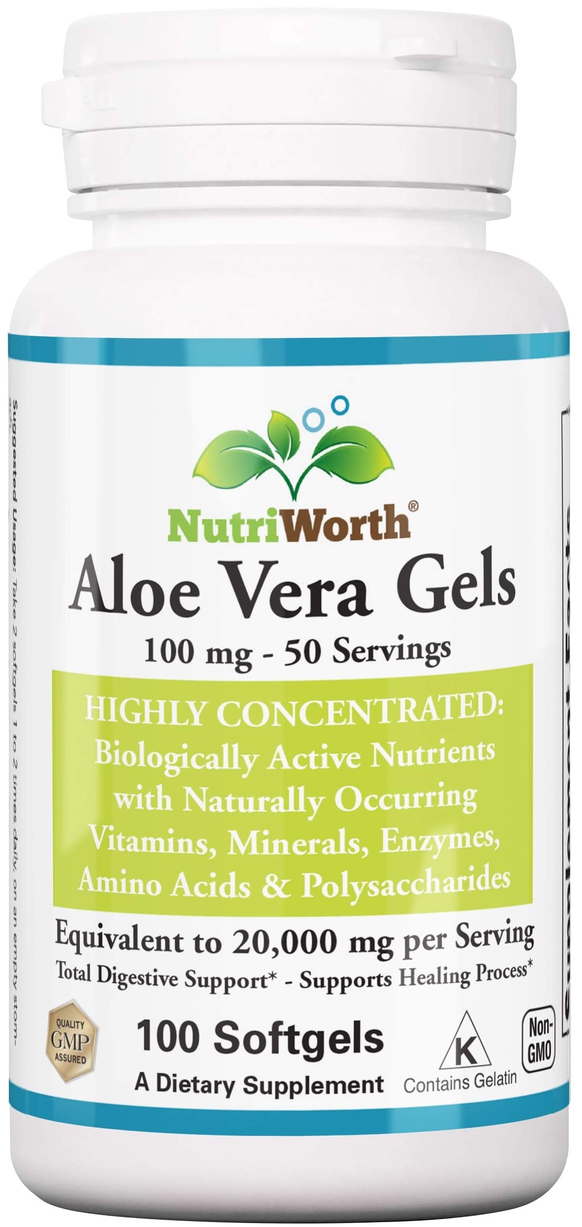 NutriWorth Organic Aloe Vera Capsules 200:1 front view