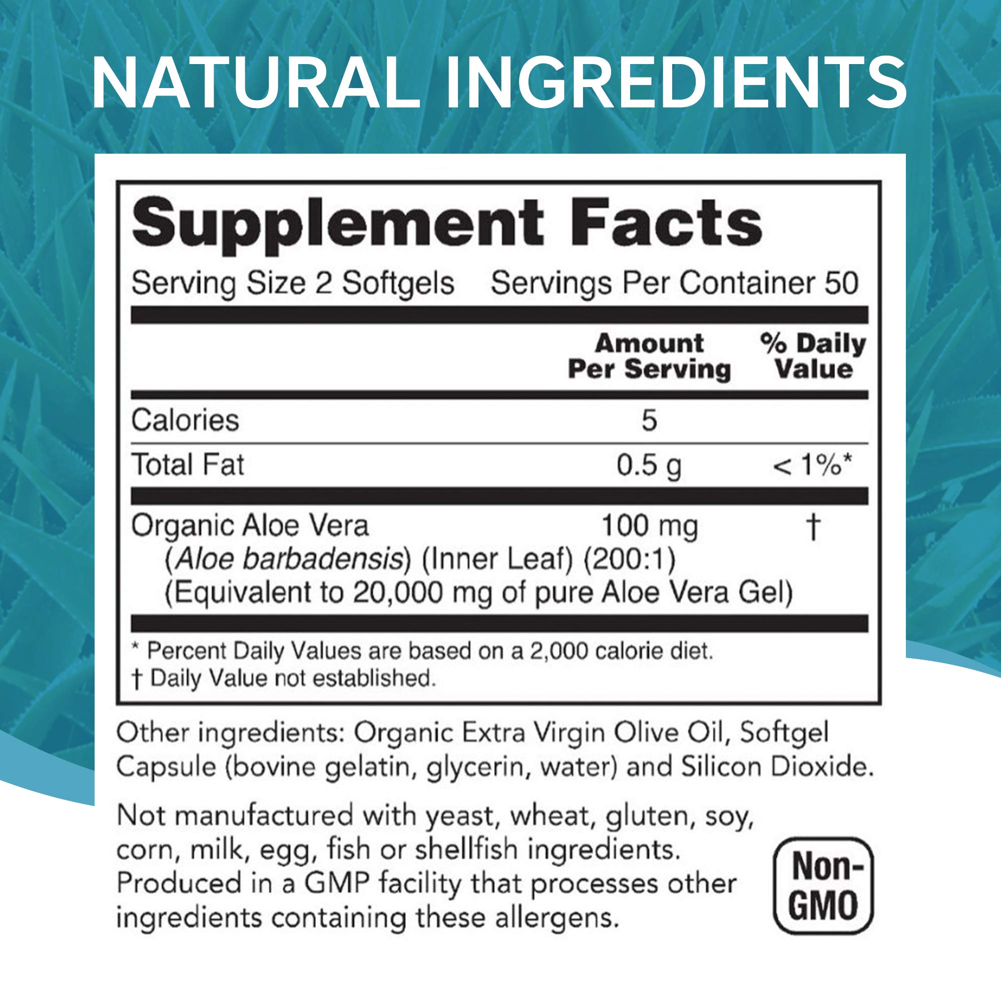 NutriWorth Organic Aloe Vera Capsules side view