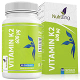 NutriZing Vitamin K2 Supplement 600mcg bottle front view