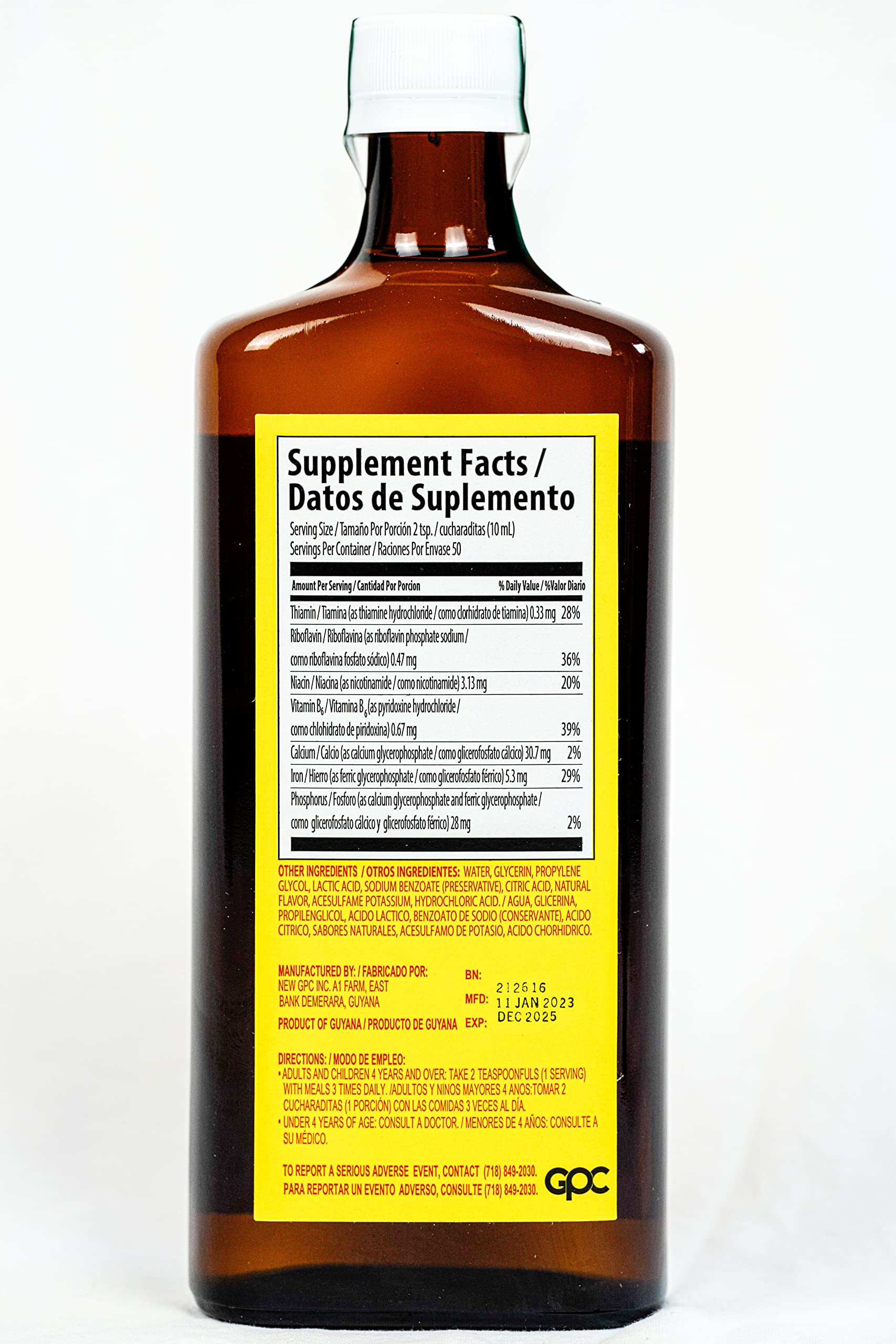 Nutrophos Liquid Nerve Tonic 500ml packaging details