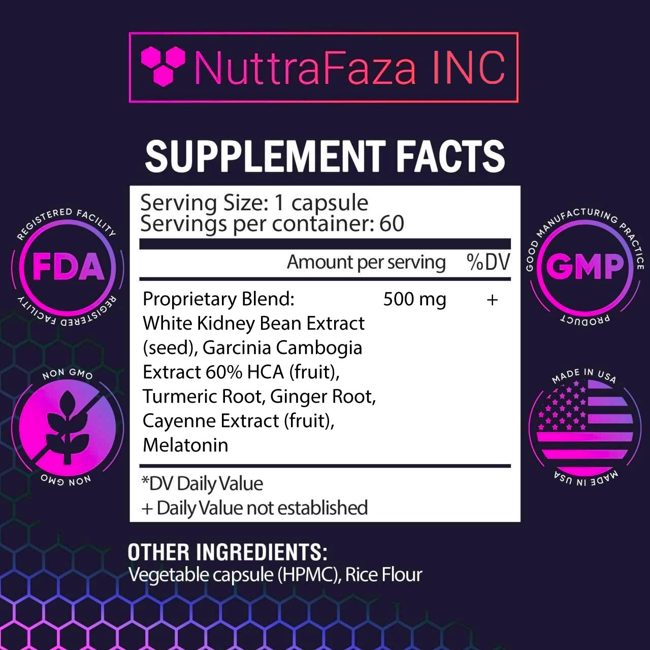 NuttraFaza INC Fat Loss Pills ingredients list