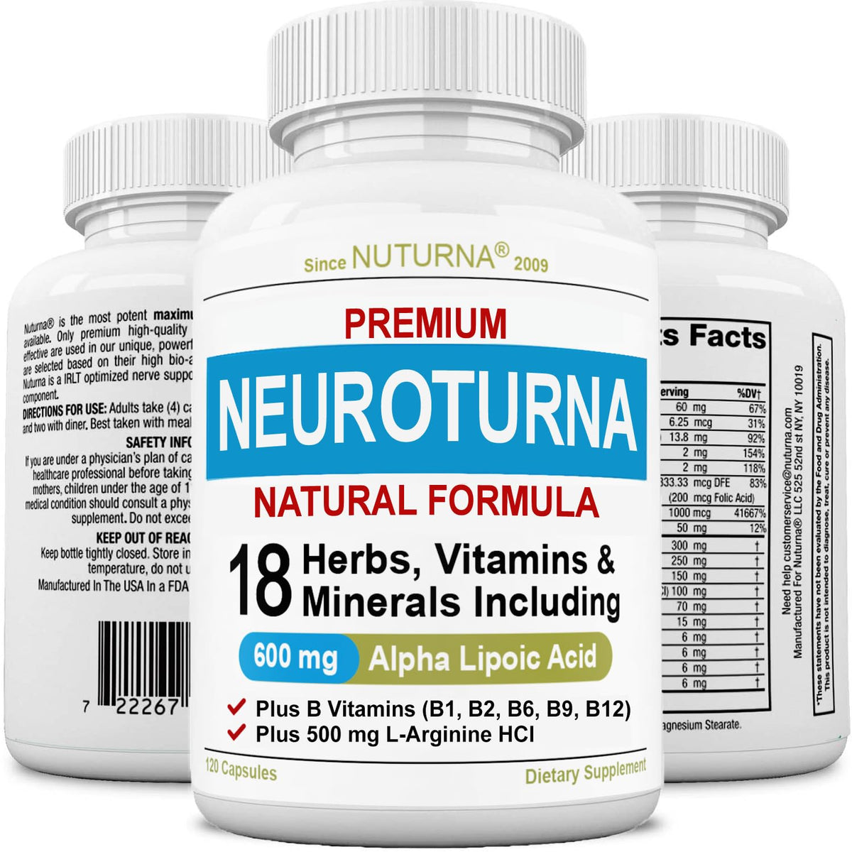 Nuturna Alpha Lipoic Acid Supplement 600mg front view
