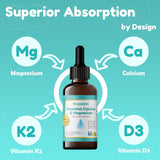 Nuvamin Essential Calcium & Magnesium liquid supplement back view with ingredient list