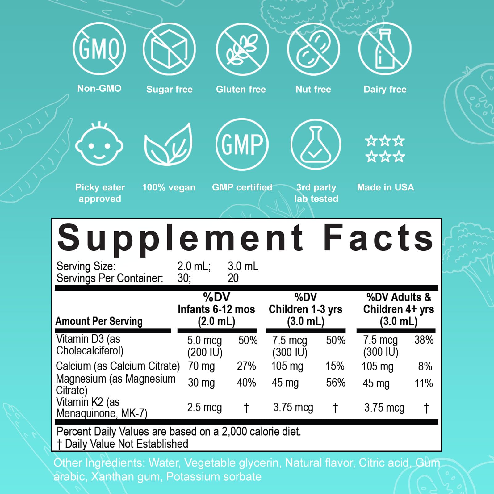 Nuvamin Essential Calcium & Magnesium liquid supplement packaging with mango-orange design