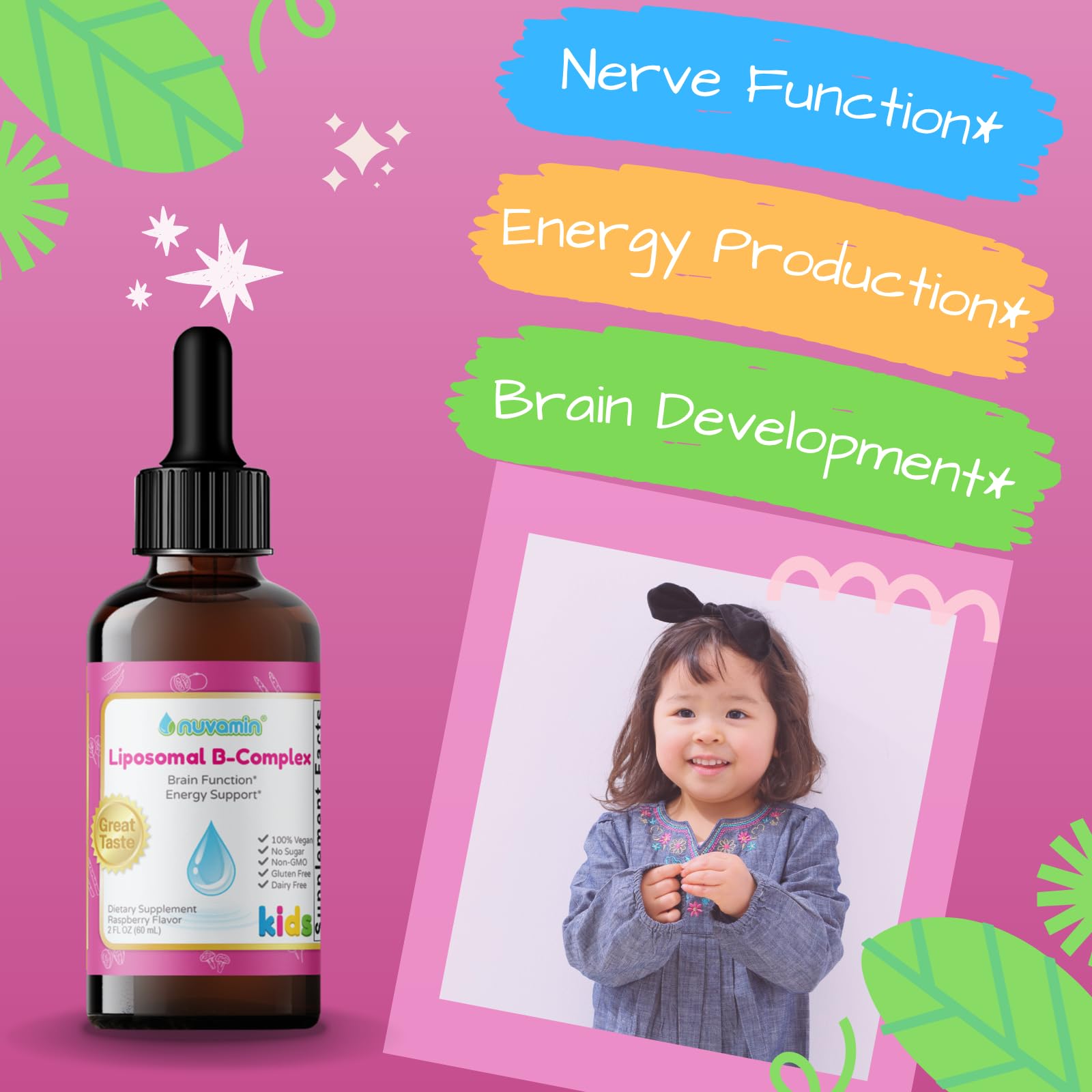 Nuvamin Liposomal B-Complex side view showing dosage information