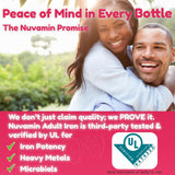 Nuvamin Liposomal Iron Drops bottle back view with ingredient list