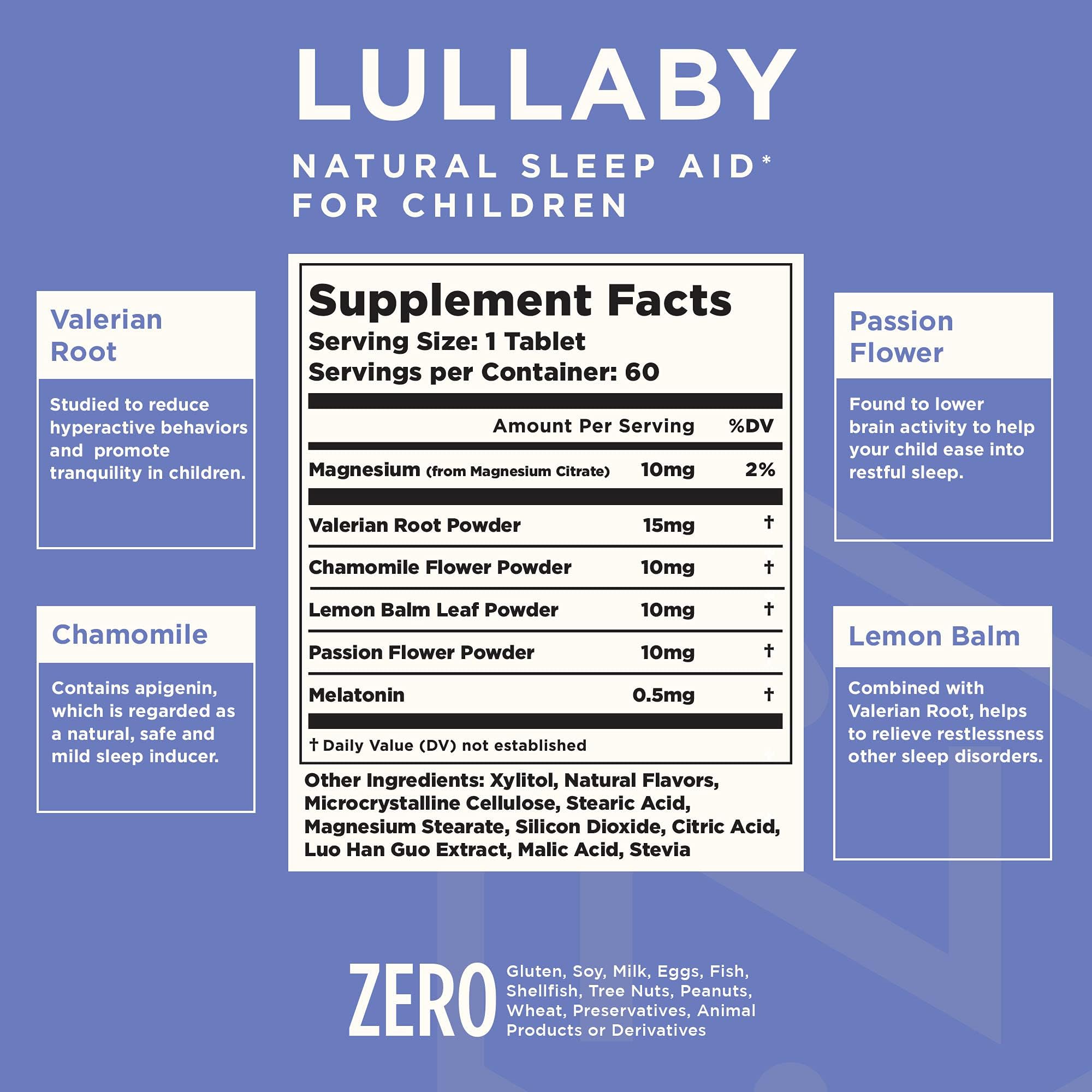 Nuvana Lullaby Kids Natural Sleep Aid packaging side view