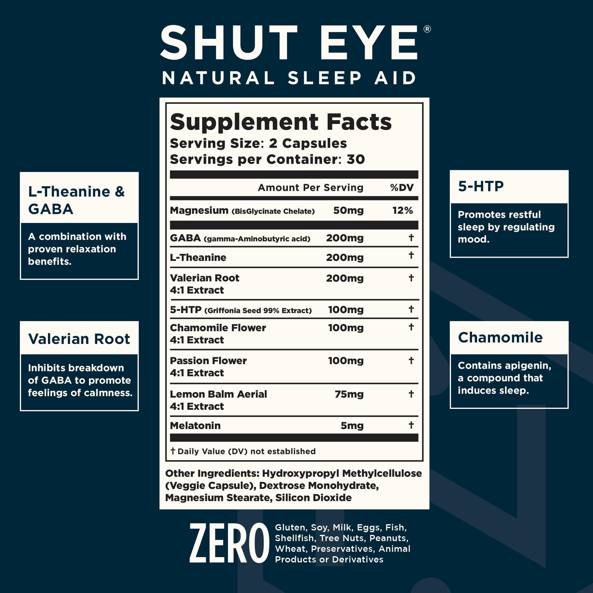Nuvana Shut Eye Sleep Supplement 60 Capsules side view