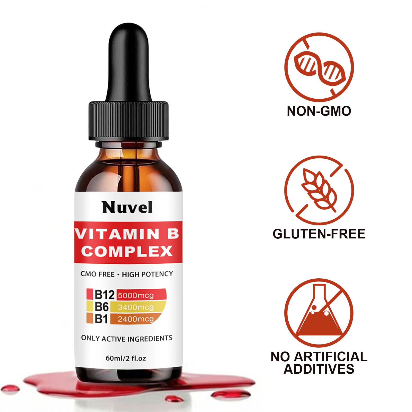 Nuvel B-Complex Vitamin Supplement 132g side view