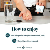 Nuven Naturals a daily routine 3-in-1 daily Supplement capsules in hand