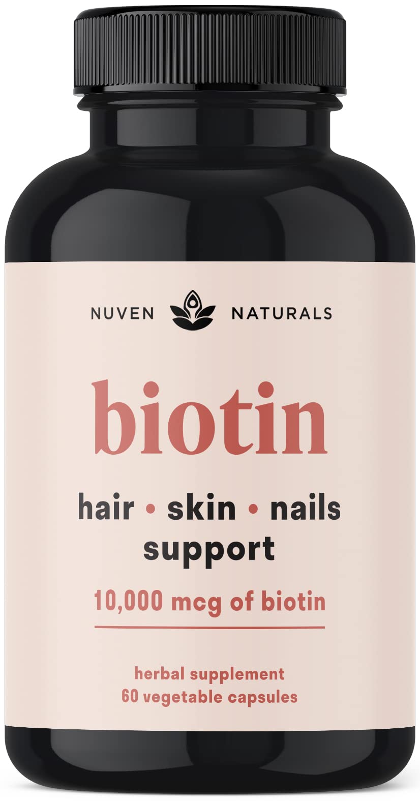 Nuven Naturals Biotin 10000mcg supplement front view