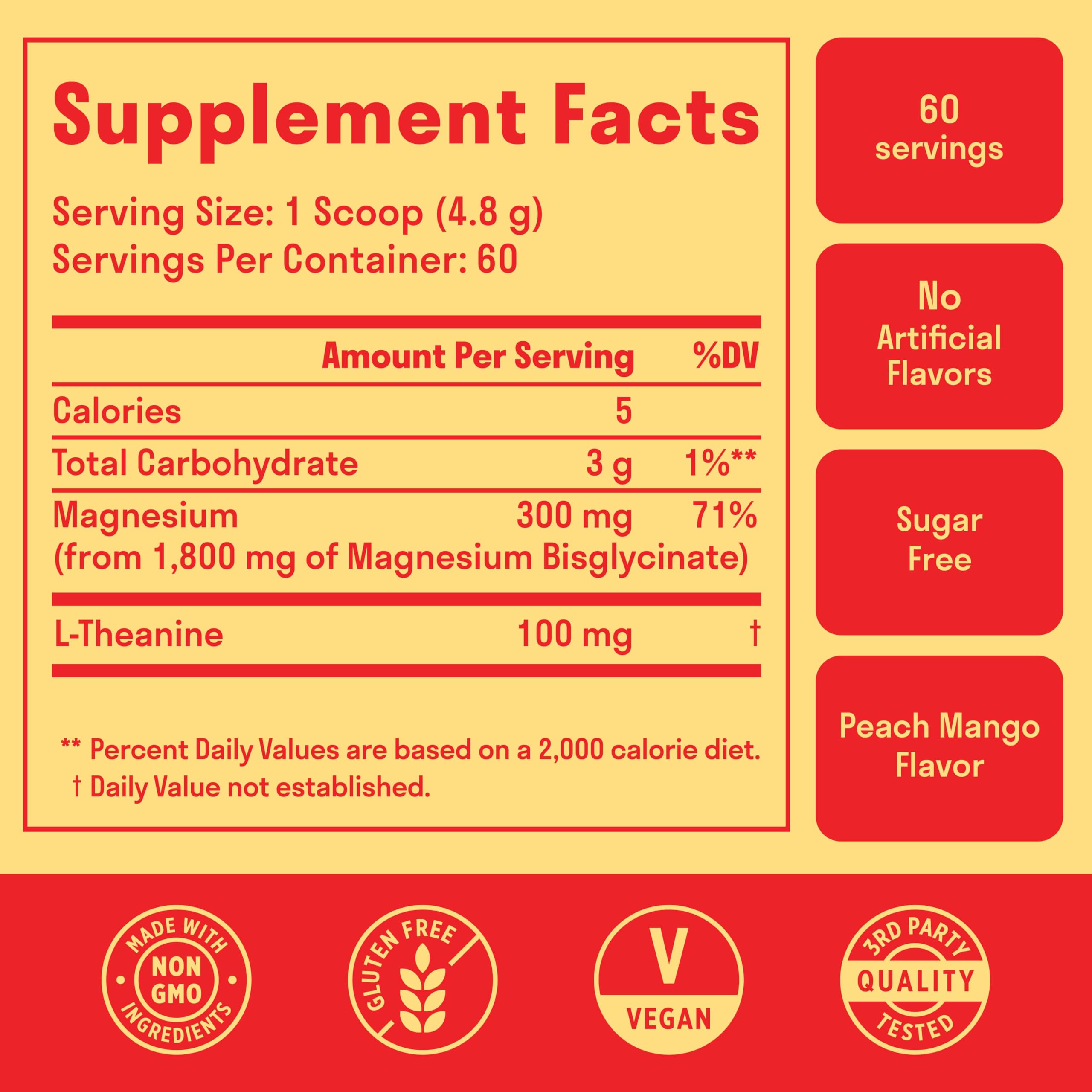 Nuven Naturals Magnesium Glycinate Drink Mix 288g with fruits