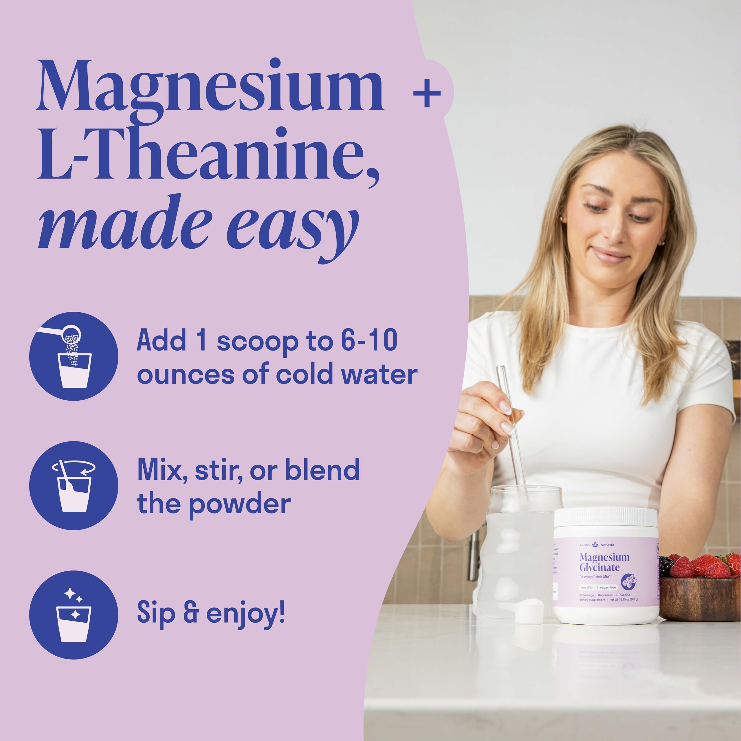 Nuven Naturals Magnesium Glycinate Drink Mix ingredients list