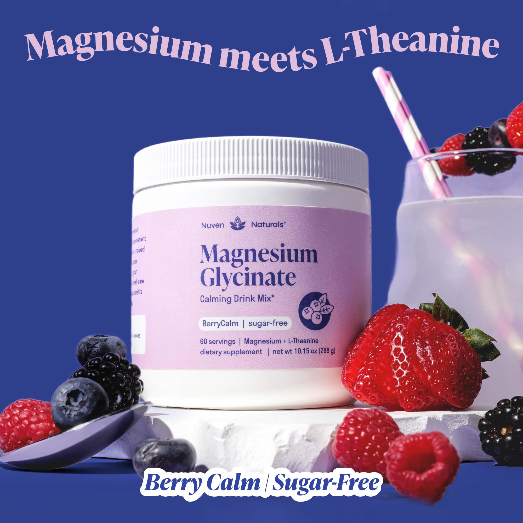 Nuven Naturals Magnesium Glycinate Drink Mix mixed with water