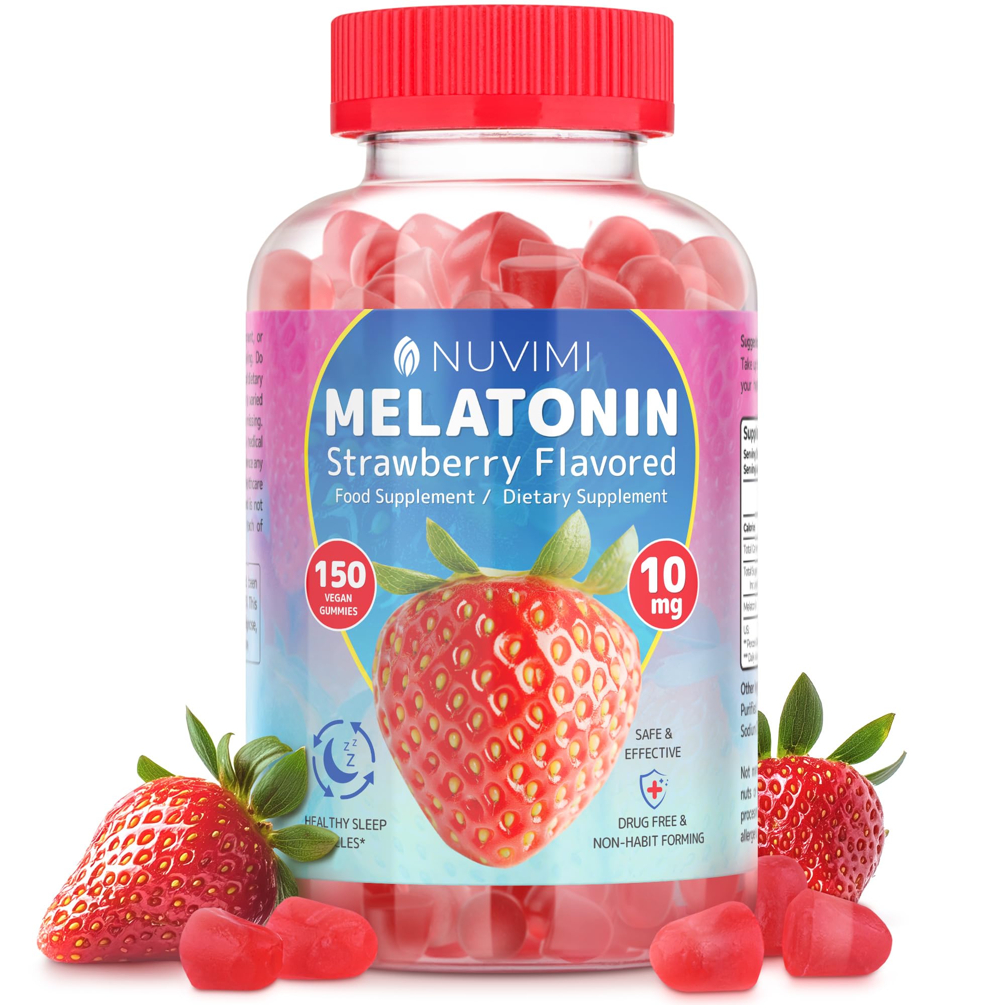 NUVIMI Melatonin Gummies bottle front view with 150 gummies