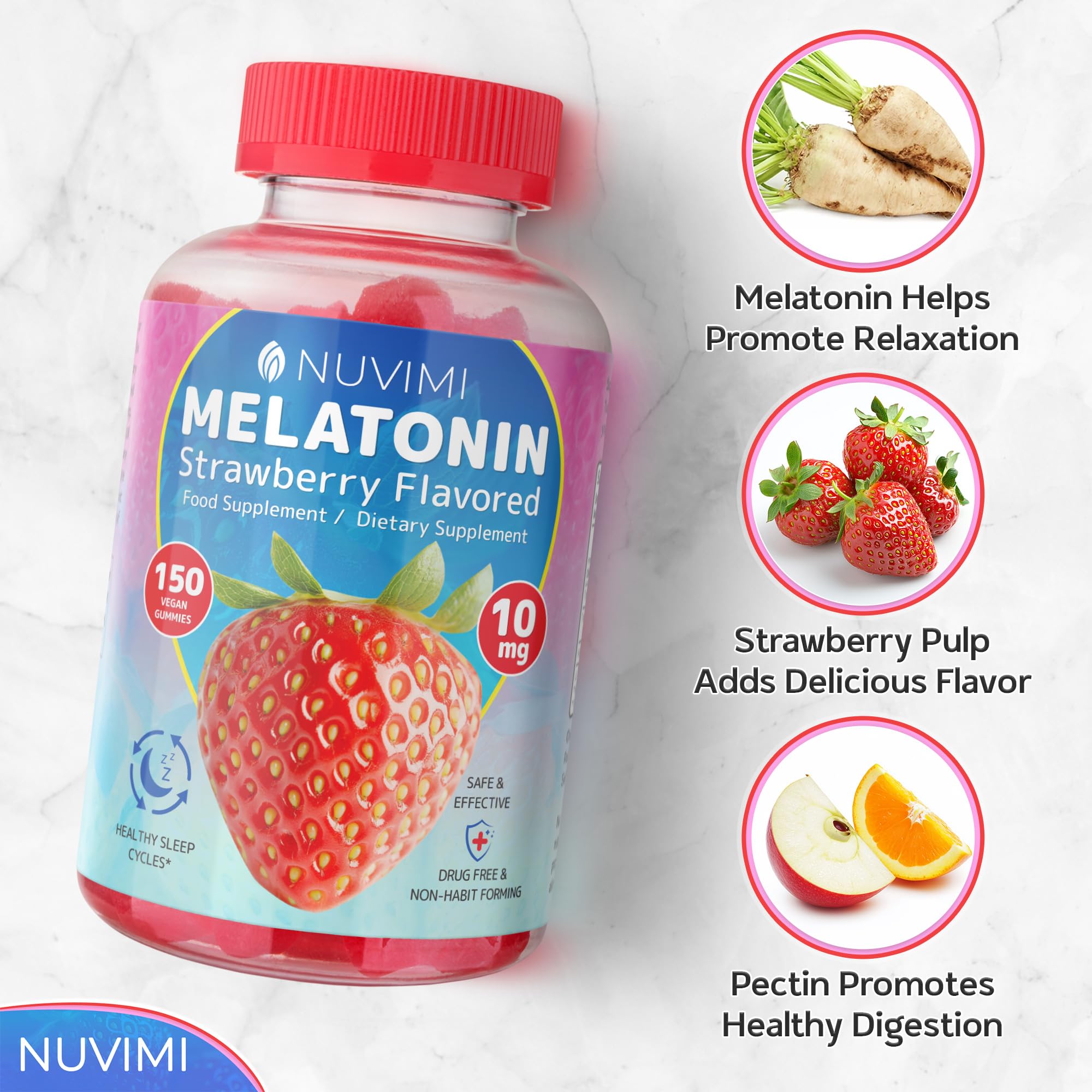 NUVIMI Melatonin Gummies packaging details
