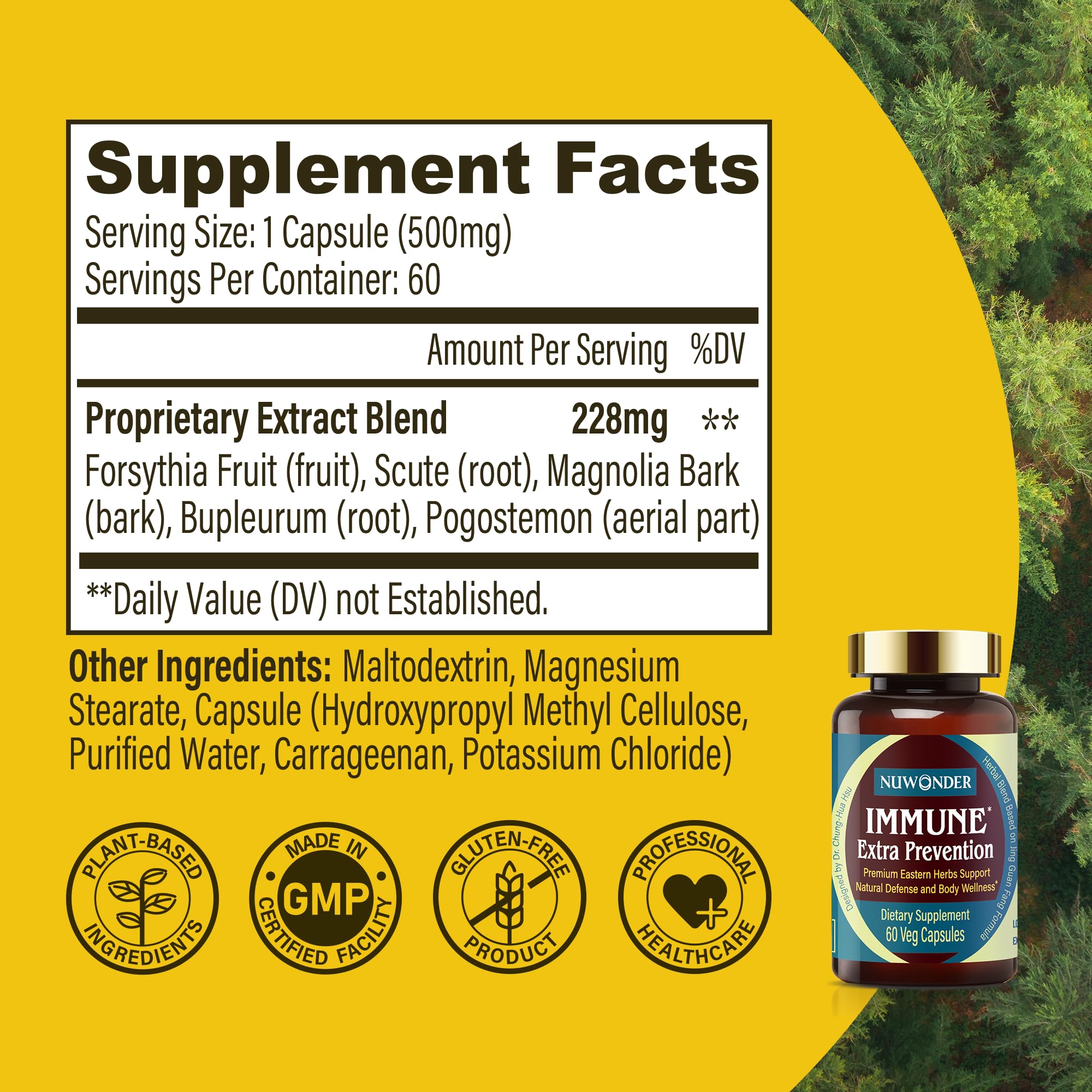 NUWONDER daily wellness Support Supplement packaging with natural background