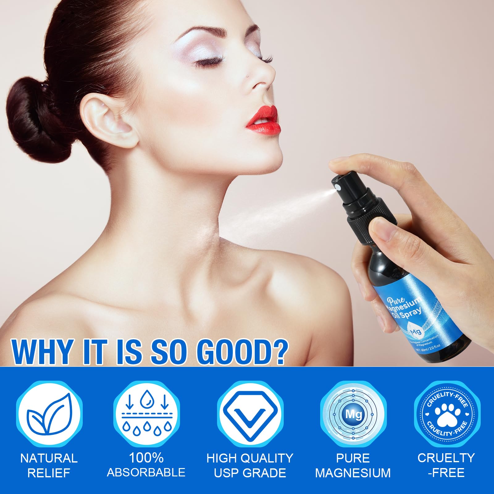 NVXNMSD Magnesium Oil Spray 60g application demonstration