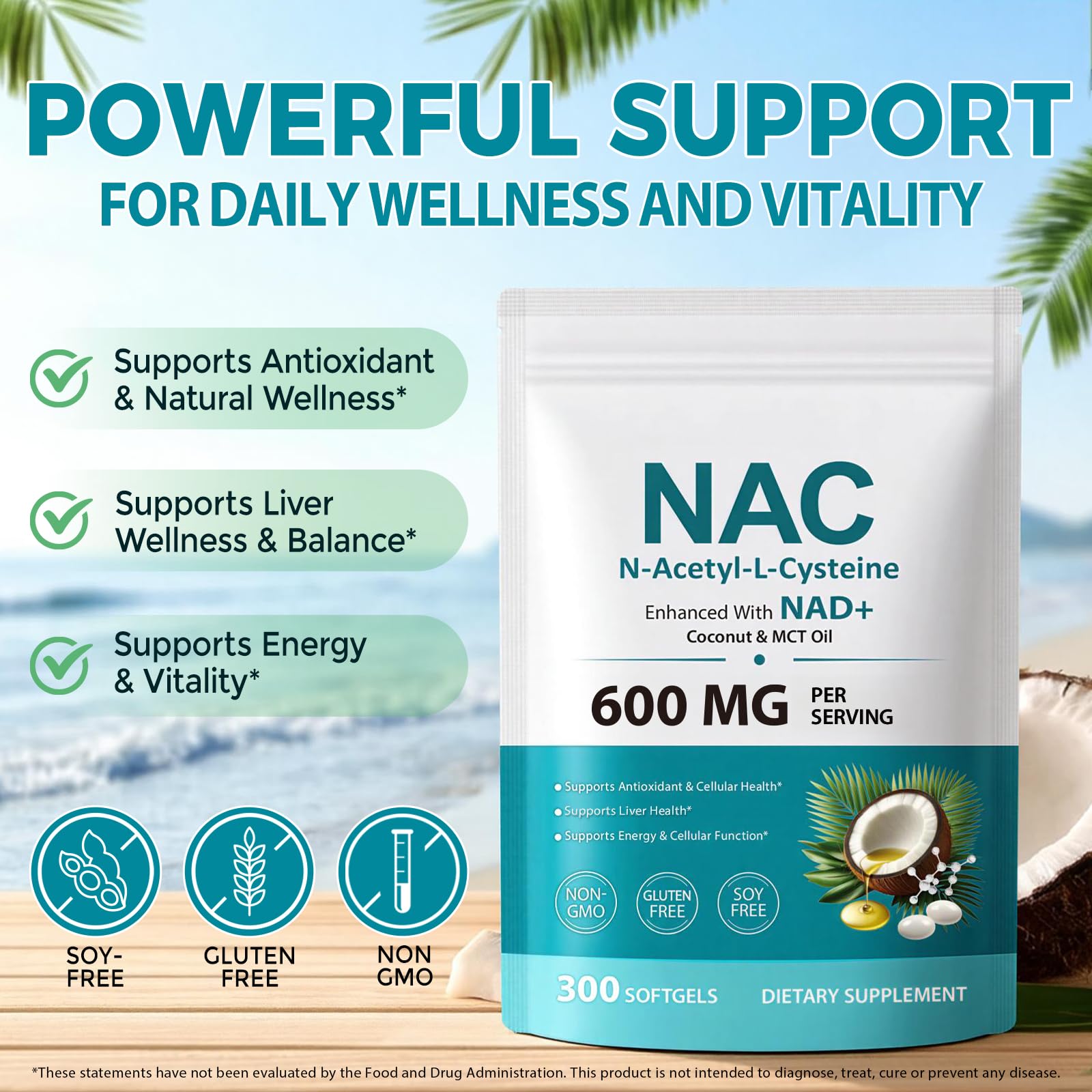 NVXNMSD N-Acetyl Cysteine 600mg Softgels bottle side view