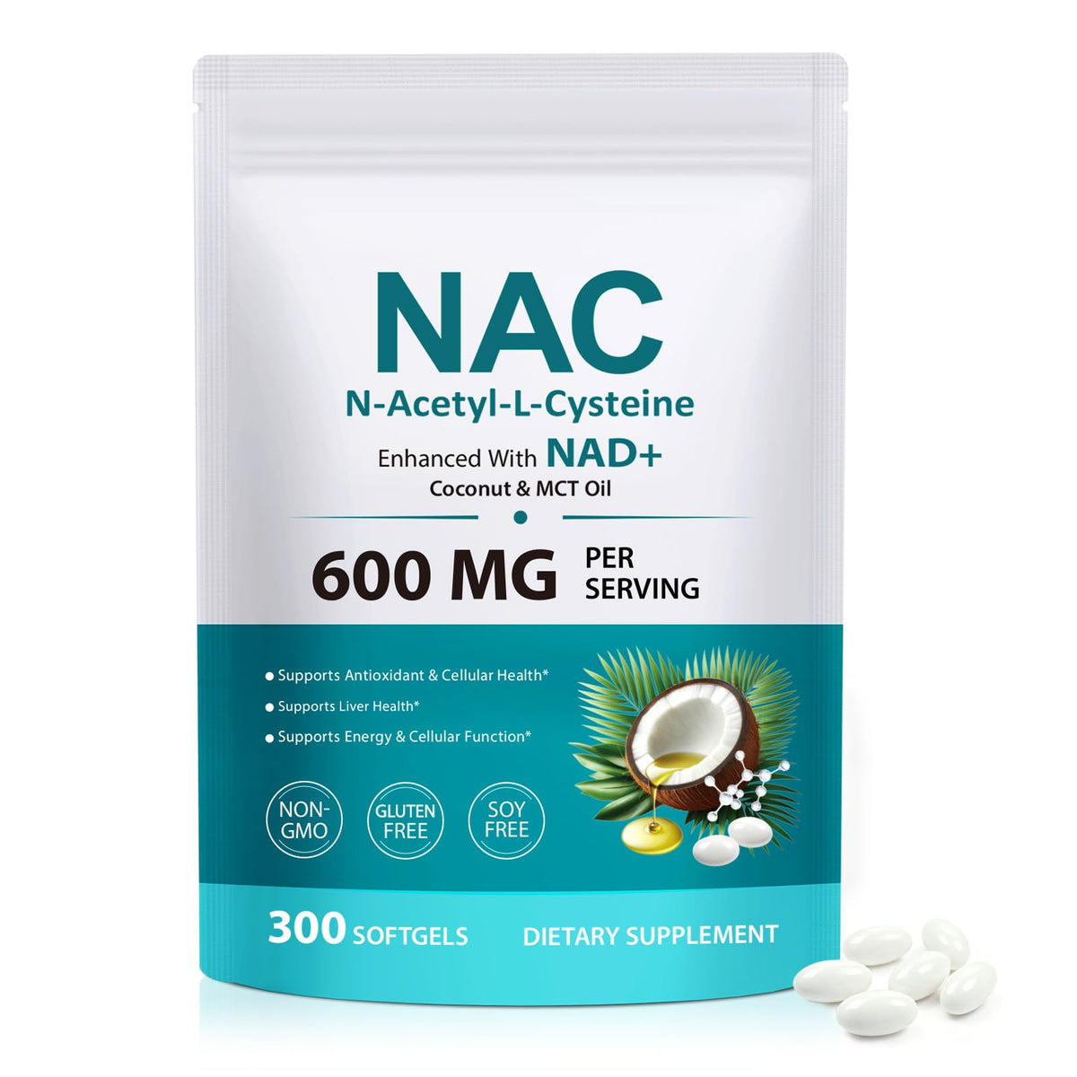 NVXNMSD N-Acetyl Cysteine 600mg Softgels front view