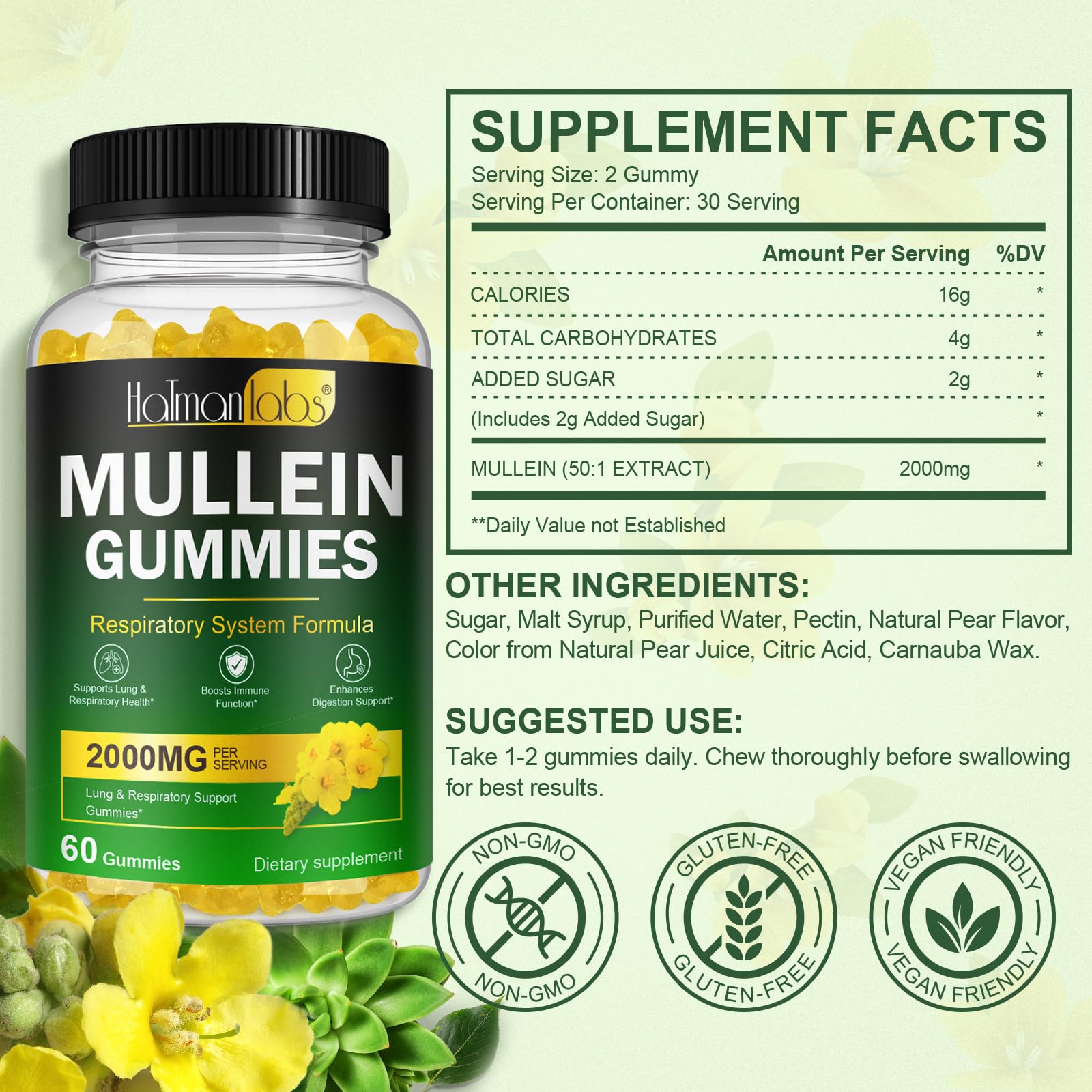 Nyloriaine Mullein Gummies side view packaging
