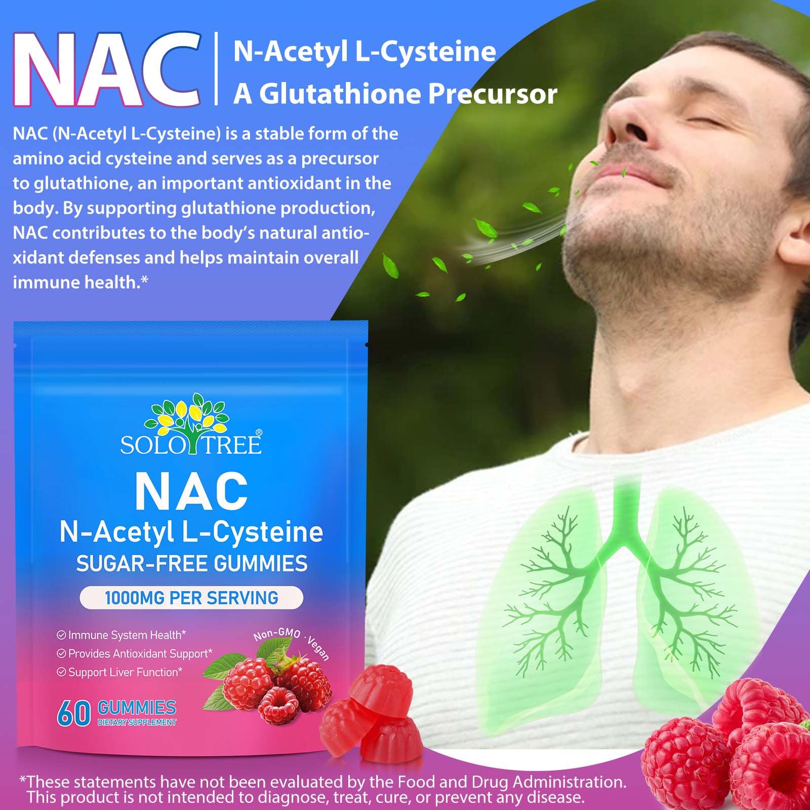 Nyloriaine NAC Gummies 1000mg side view packaging