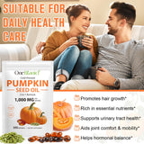 Nyloriaine Pumpkin Seeds Oil Capsules with a measuring spoon